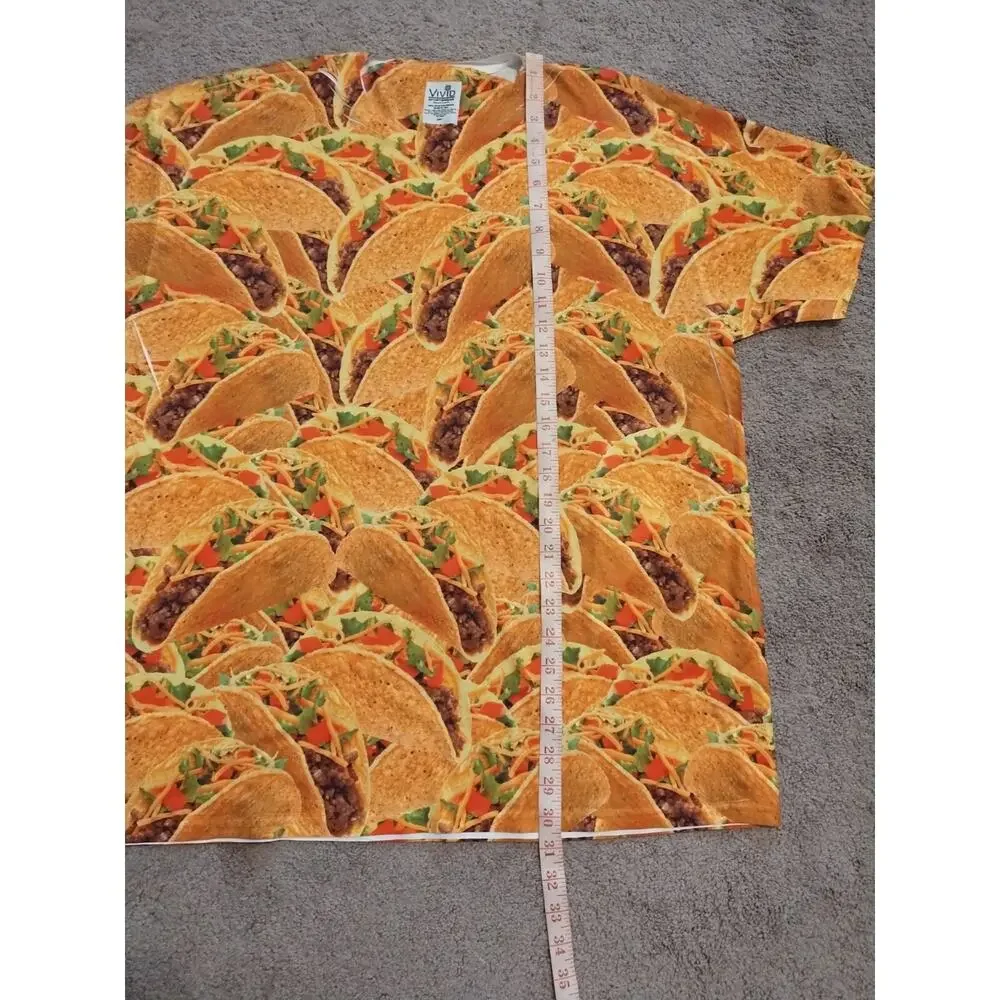 Vivid Tacos Mexican Print Short Sleeve T-Shirt Size 2XL "Distressed Fabric" - Picture 7 of 8